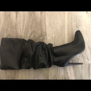 Black wide calf boots